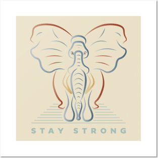 Retro Elephant Stay Strong Posters and Art